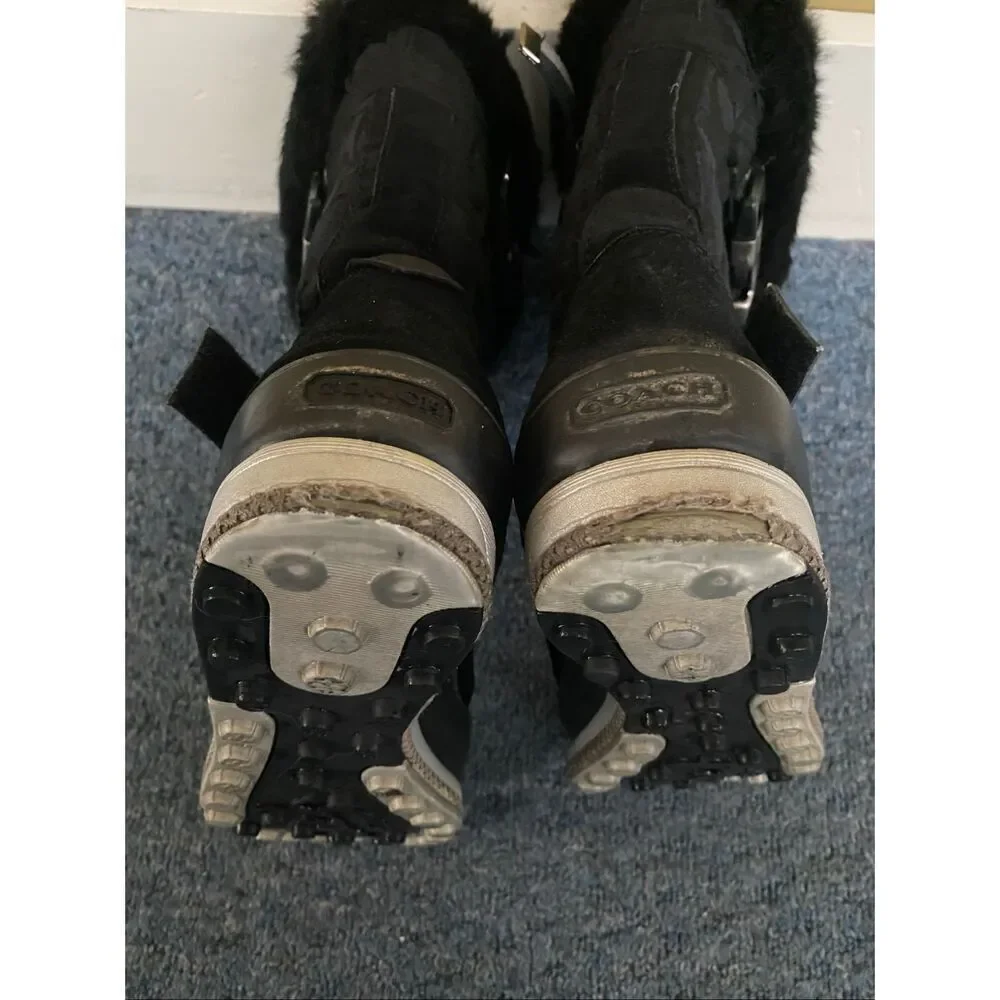 Coach Mariette women 8.5 side zipper boot with fur lining black